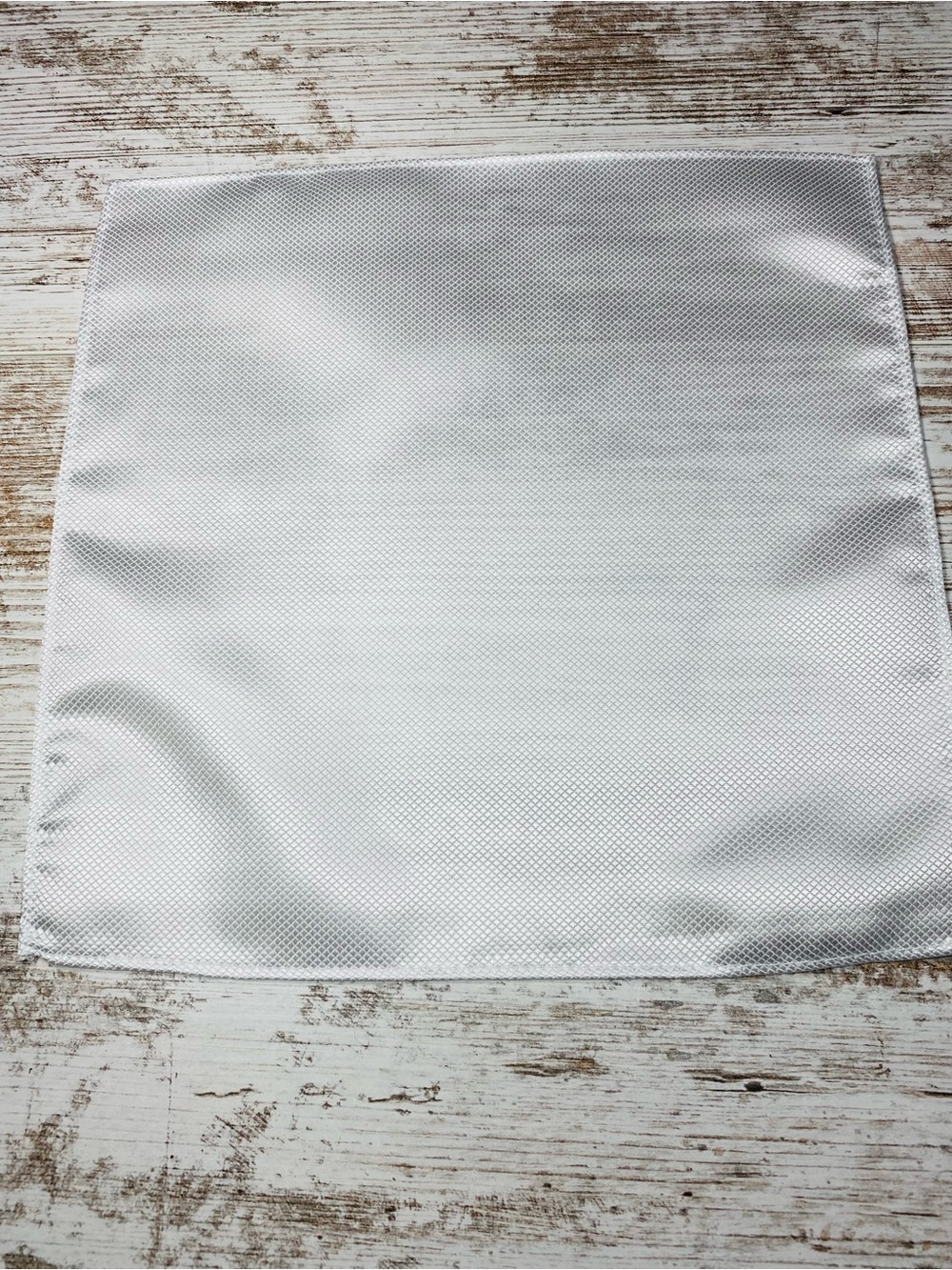 White Pocket Square Classic Textured Silk Blend Men’s Suit Handkerchief Wedding